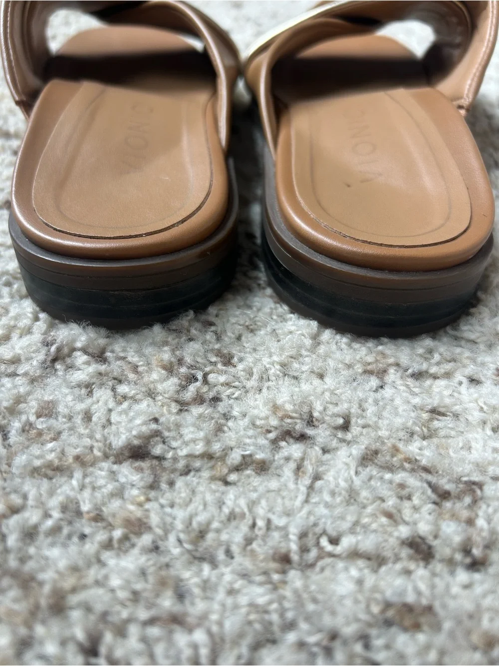 Vionic Miramar Women's Comfort Slide Sandal Gold/Brown Leather Size 6.5